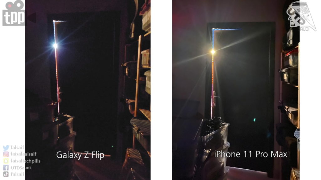 مقارنة التصوير الليلي لايفون 11 برو ماكس وجالكسي زد فليب